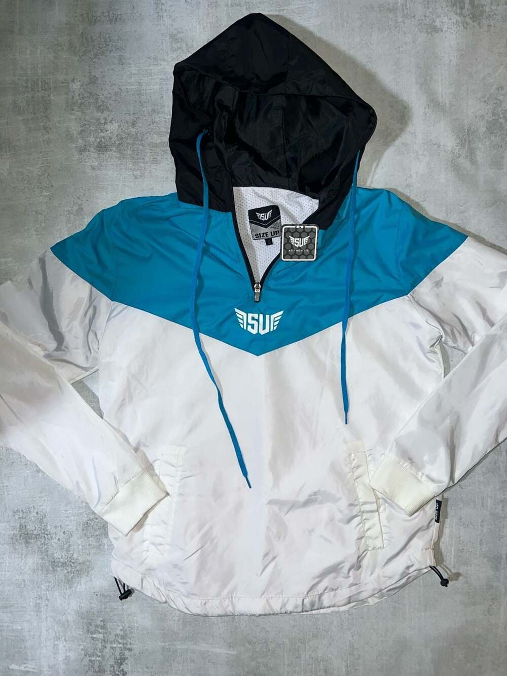 Size Up Apparel Men's Half-Zip Hooded Colorblock Windbreaker Jacket